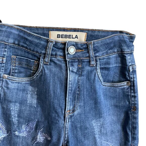 BEBELA Blue Denim Jeans Butterfly Embroidered Girls Size 36/USA 4 - Picture 2 of 11